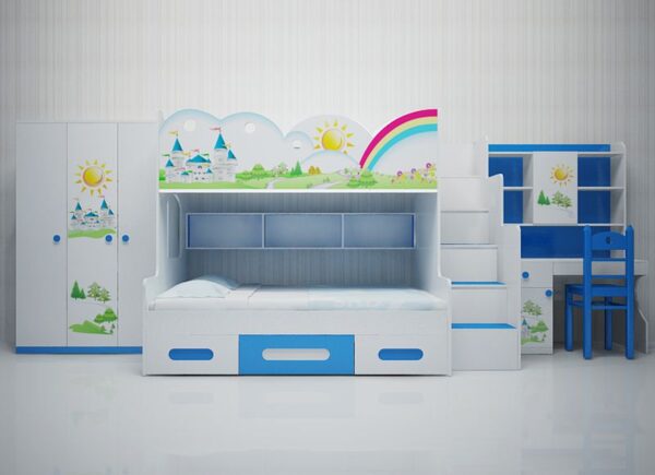 Giường tầng trẻ em hình kiểu dáng cầu vồng tuổi thơ GTE108 2