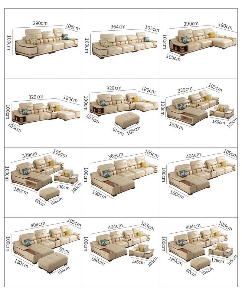 Kích cỡ các kiểu dáng sofa phòng khách SF005