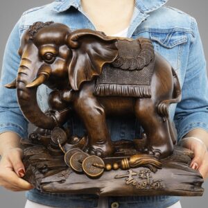 Tượng voi tài lộc QT012 màu nâu đen