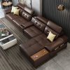 Bộ ghê sofa hiện đại đẹp bọc da nhập khẩu SF018 màu nâu