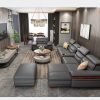 Bộ ghế sofa hiện đại đẹp boc da cao cấp SF016 màu xám đen