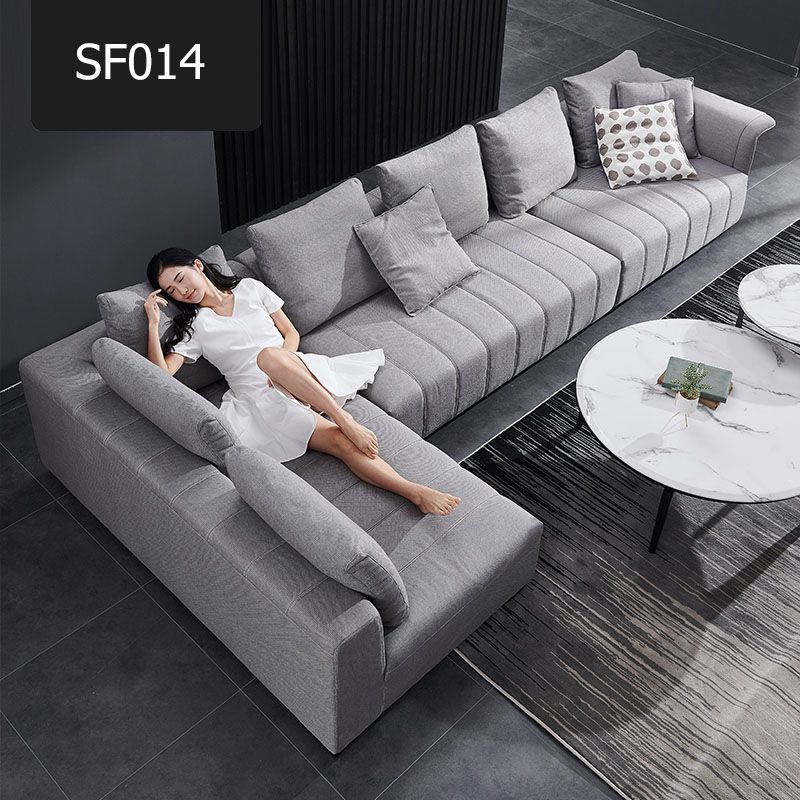 Mẫu ghế sofa chữ L bọc nỉ đẹp SF014
