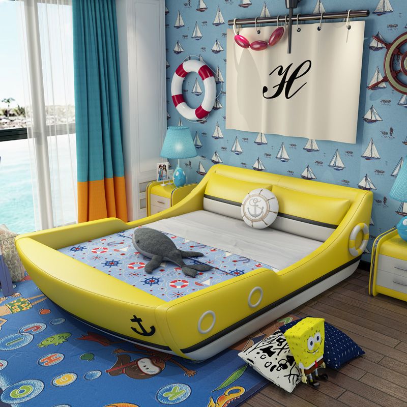Giường trẻ em kiểu chiếc thuyền GTE124 màu vàng