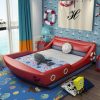 Giường trẻ em kiểu chiếc thuyền GTE124 màu đỏ đô