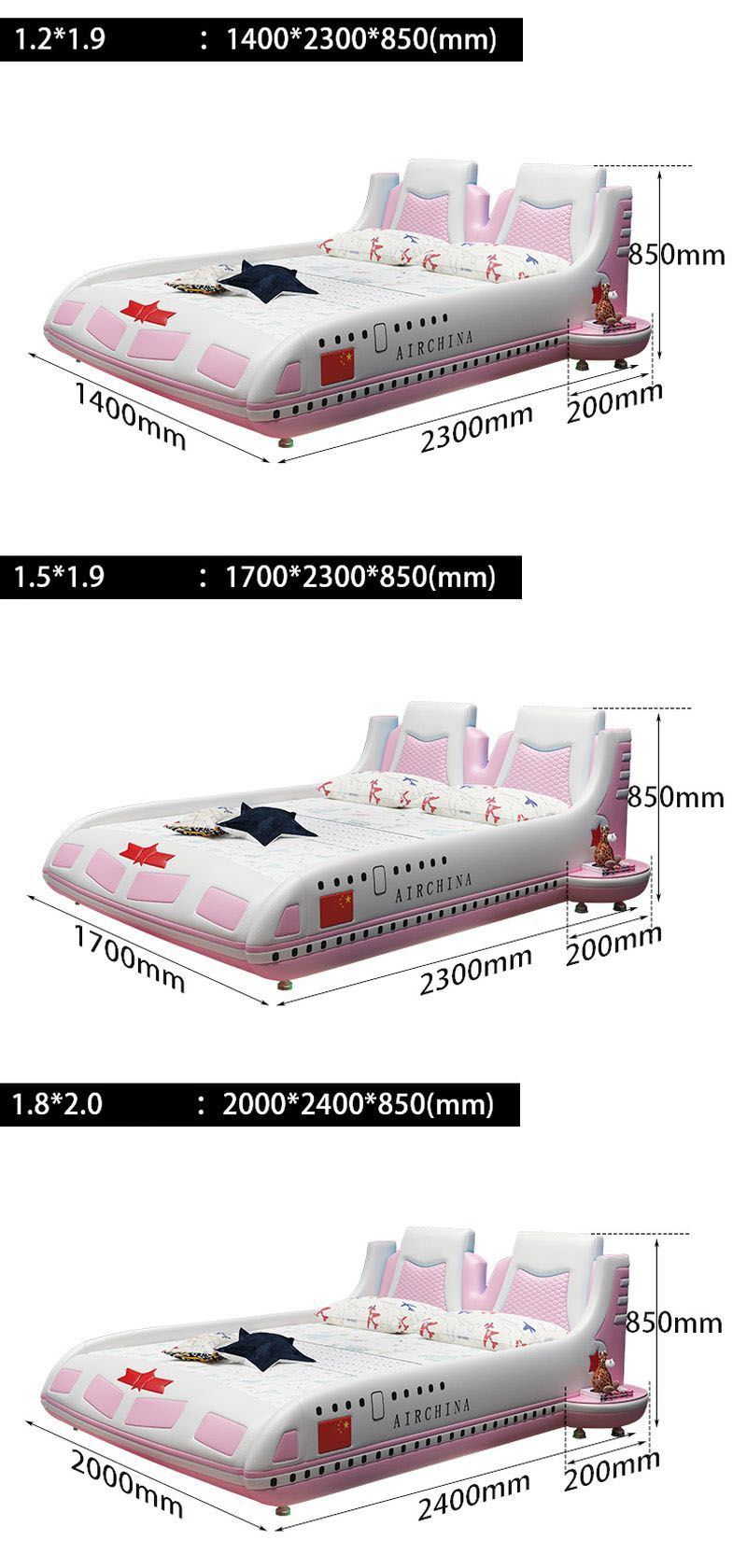 Mẫu giường trẻ em kiểu máy bay BOING GTE125 4