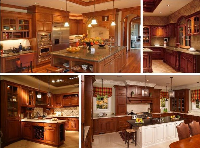 Mẫu thiết kế nội thất phòng bếp làm từ gỗ gõ đỏ 2