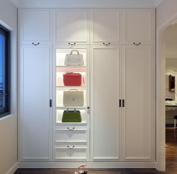 Tủ quần áo bằng nhựa - làm theo thiết kế - sang trọng tân cổ điển sơn trắng, kích cỡ theo yêu cầu