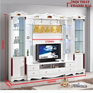 Bộ tủ rượu và kệ tivi phòng khách hiện đại sang trọng TR010 kiểu A