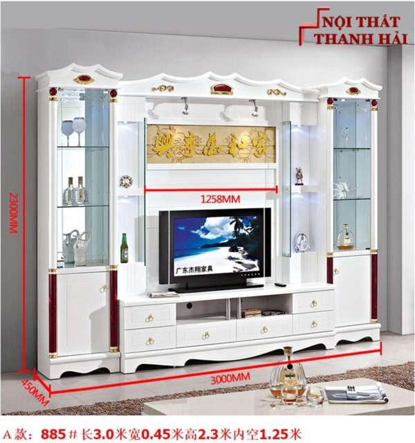 Bộ tủ rượu và kệ tivi phòng khách hiện đại sang trọng TR010 kiểu A