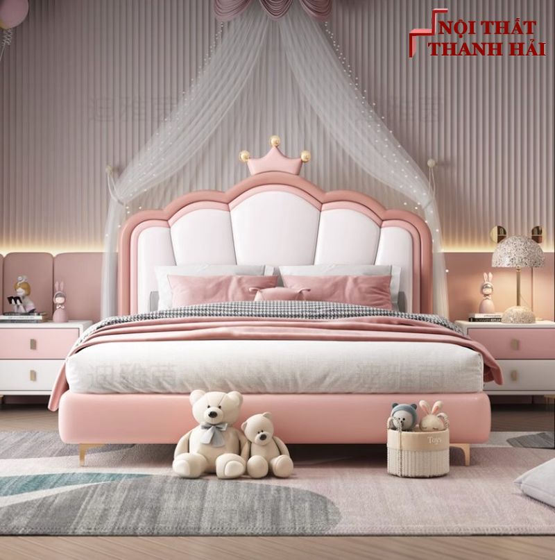 Giường công chúa cho bé gái đáng yêu dễ thương GTE024 9