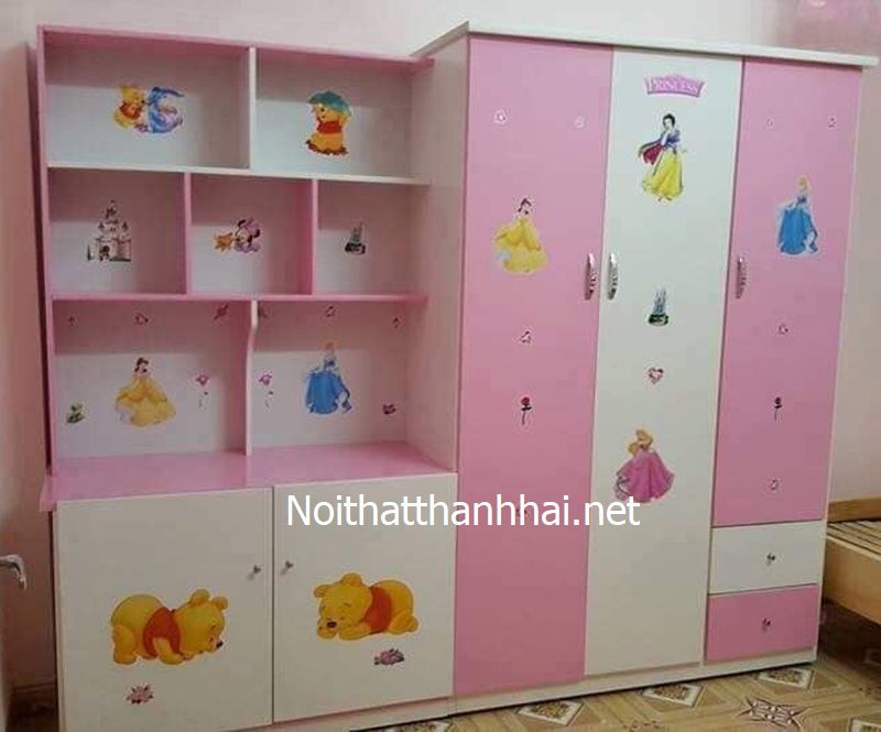Tủ nhựa cho bé 4 - 5 - 6 - 7 tầng FINLEY (SIZE LỚN 70CM) treo quần áo gấu  Teddy khủng long hổ con thỏ xanh hồng - MixASale