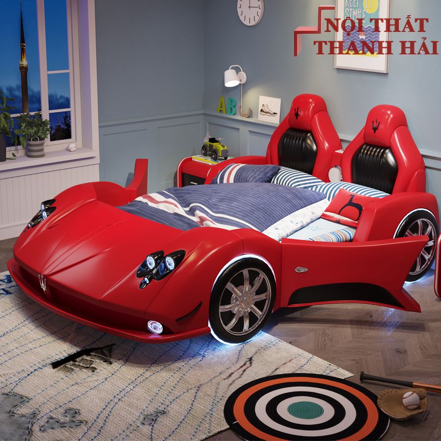Giường ô tô cho bé trai Nhập Khẩu GTE138 màu đỏ