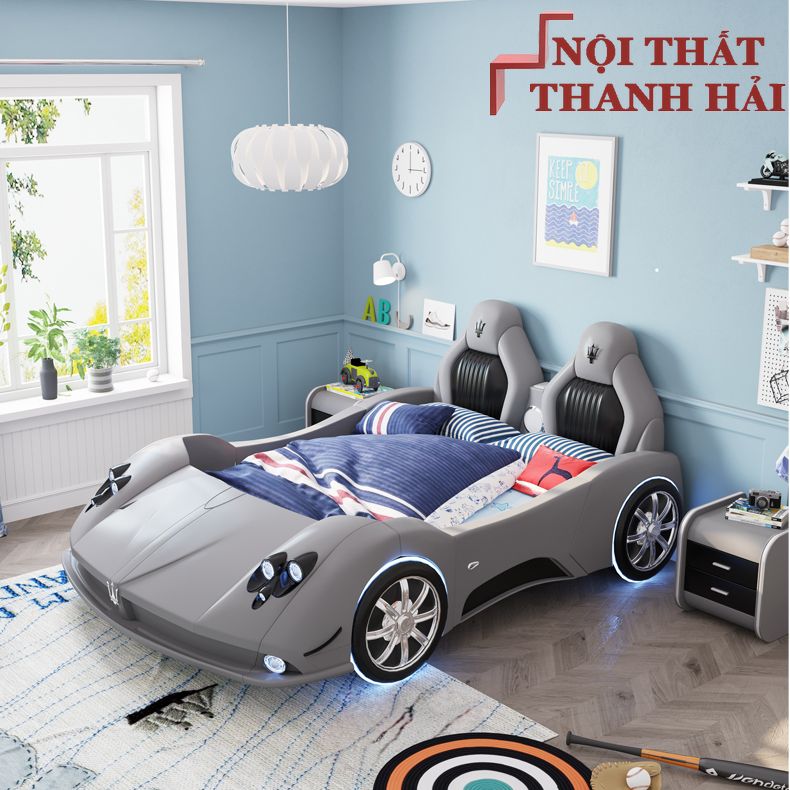 Giường ô tô cho bé trai Nhập Khẩu GTE138 màu ghi xám