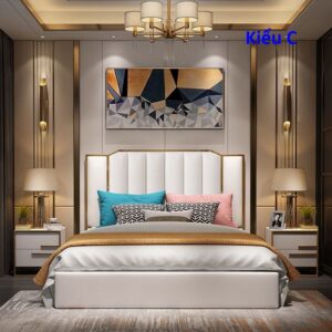 Giường ngủ cao cấp bọc da Gn047 kiểu C
