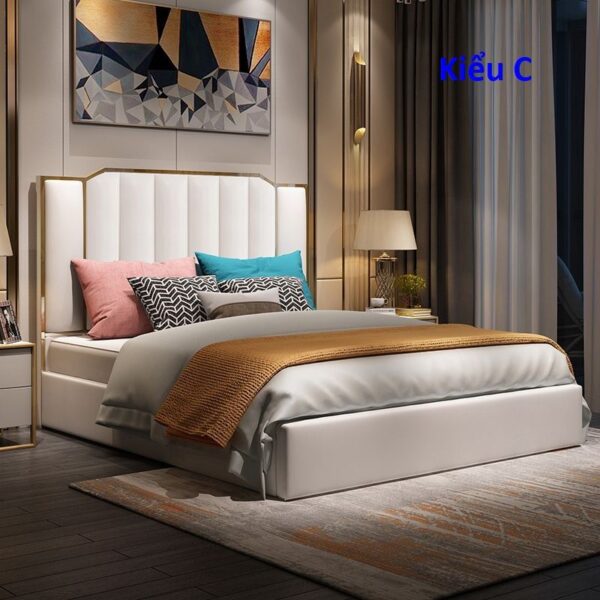 Giường ngủ cao cấp bọc da Gn047 kiểu C 2