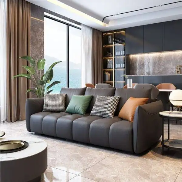 Mẫu sofa phòng khách hiện đại bọc da đẹp SF040