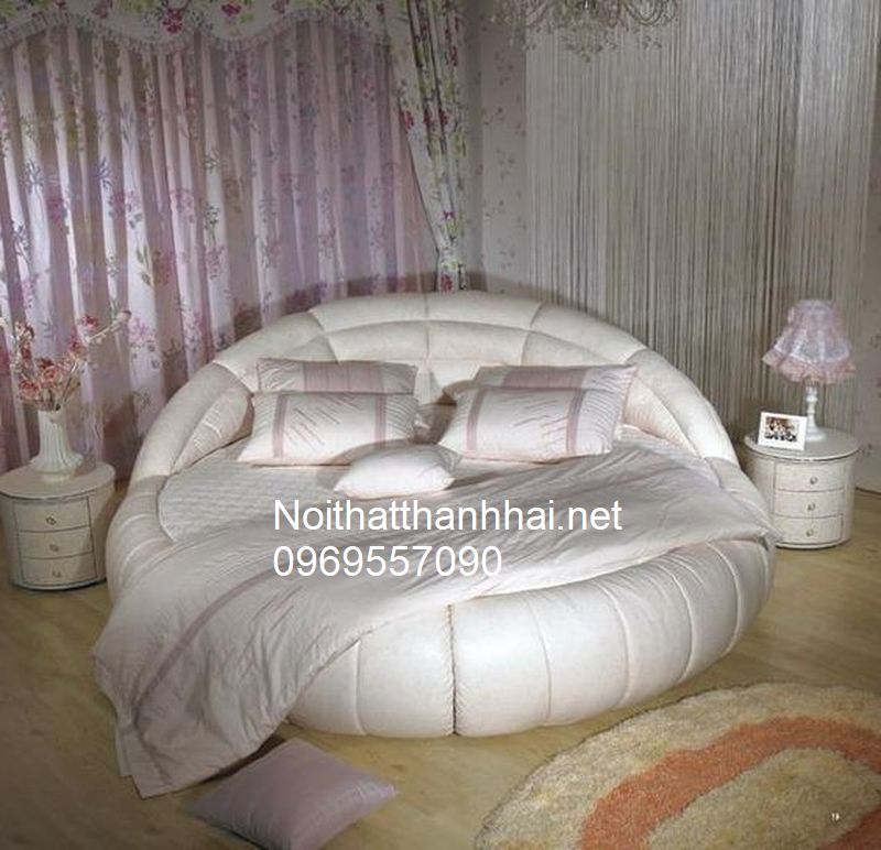 Giường ngủ hình tròn đẹp bọc da, bọc nỉ 13