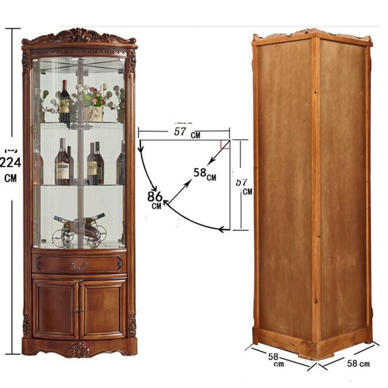 Kích thước Tủ rượu góc gỗ tự nhiên tân cổ điển TR012 2