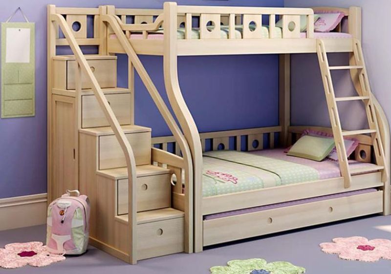 Giường tầng gỗ tự nhiên cho bé 10 tuổi