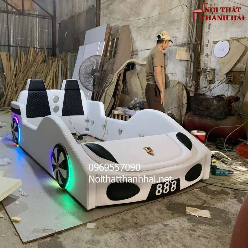 Giường ngủ ô tô siêu xe đẹp GTE215 màu trắng