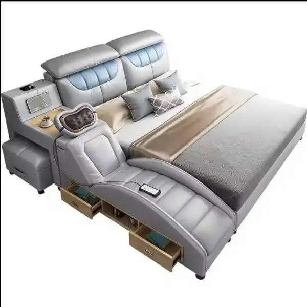 Siêu giường thông minh bọc da có ghế thư giãn GN077