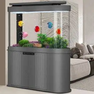 Bể cá nhập khẩu kính đúc cong 2 mặt lọc đáy BC033 màu ghi xám