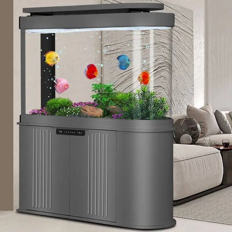 Bể cá nhập khẩu kính đúc cong 2 mặt lọc đáy BC033 màu ghi xám