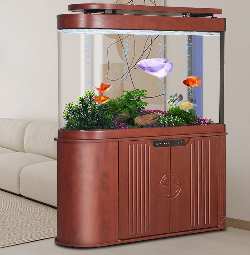 Bể cá nhập khẩu kính đúc cong 2 mặt lọc đáy BC033 màu nâu gỗ Bể cá nhập khẩu kính đúc cong 2 mặt lọc đáy BC033 màu nâu gỗ