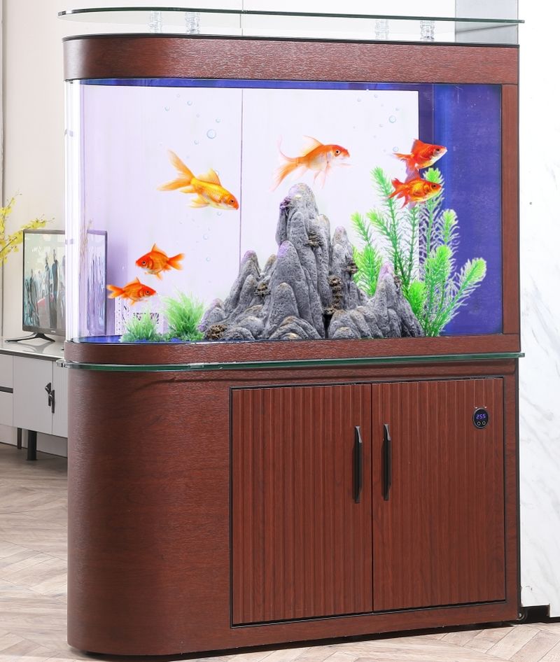 Bể cá nhập khẩu kính đúc cong 2 mặt lọc đáy BC033B màu gỗ Bể cá nhập khẩu kính đúc cong 2 mặt lọc đáy BC033B màu gỗ