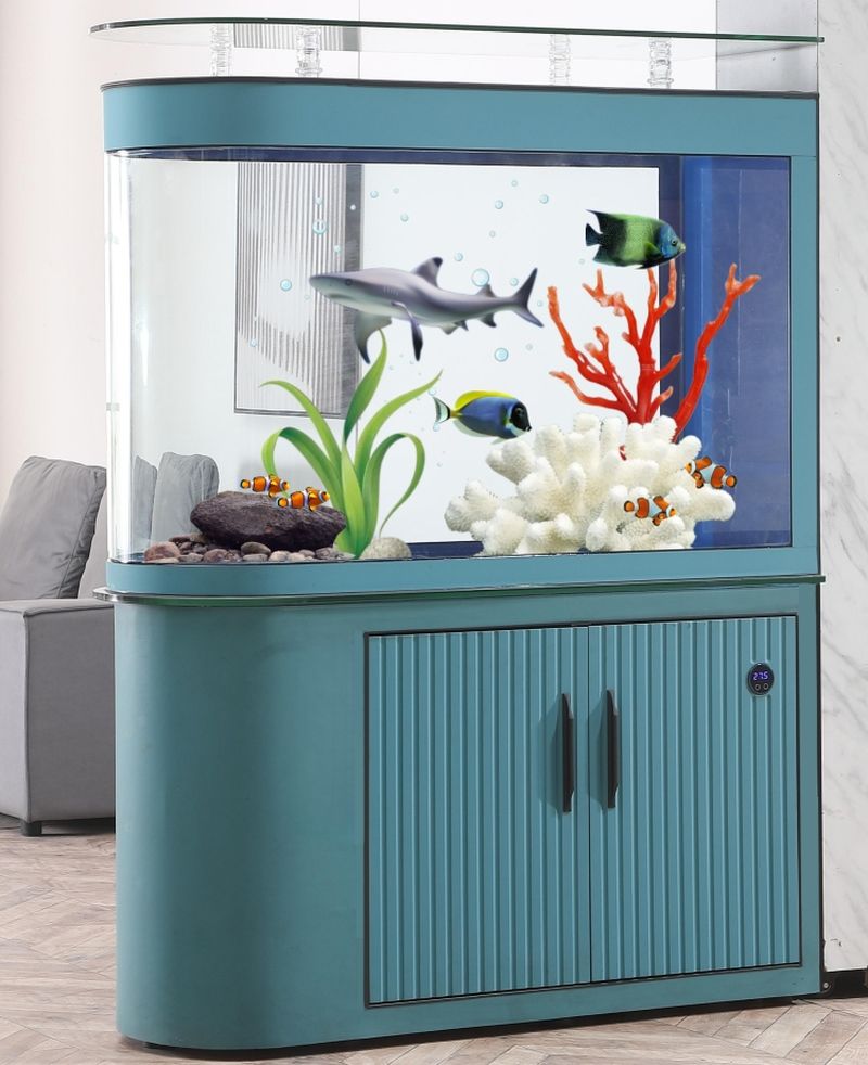 Bể cá nhập khẩu kính đúc cong 2 mặt lọc đáy BC033B màu xanh coban Bể cá nhập khẩu kính đúc cong 2 mặt lọc đáy BC033B màu xanh coban