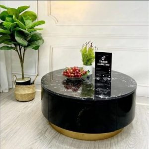 Bàn tròn mặt đá ceramic có ngăn kéo 2