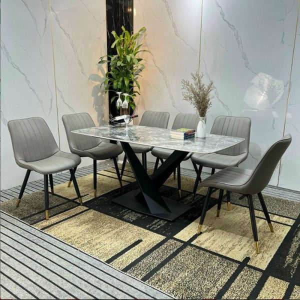Bộ bàn ăn mặt đá 6 ghế BA006 1
