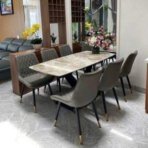 Bộ bàn ăn mặt đá 6 ghế BA006 4