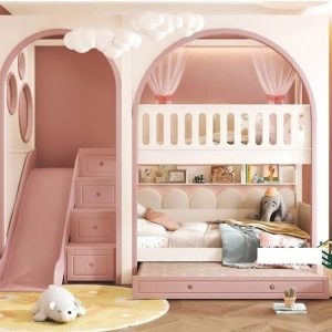giường tầng gỗ công nghiệp bé gái A10