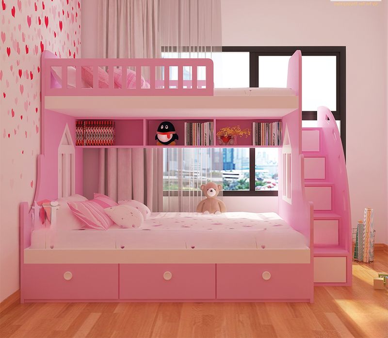 giường tầng gỗ công nghiệp bé gái A7