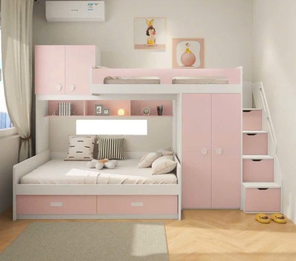 giường tầng gỗ công nghiệp bé gái A8