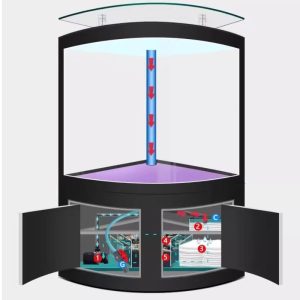 Bể cá góc kính đúc cong nhập khẩu BC045 sử dụng hệ lọc đáy thông minh