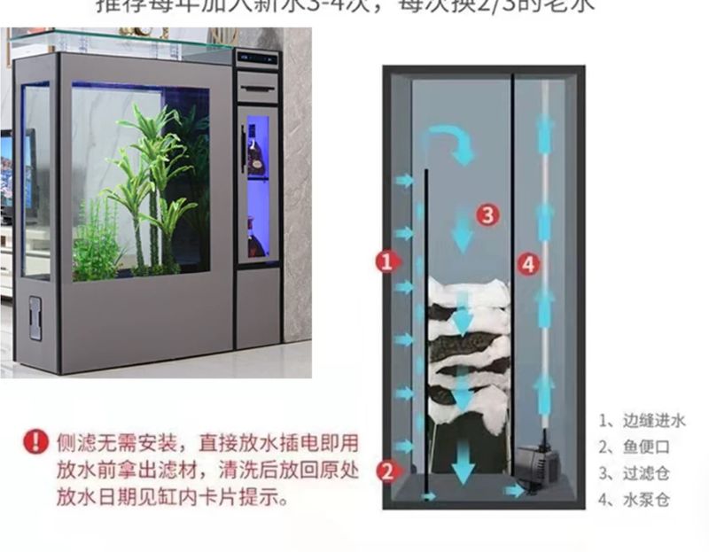 Hệ thống lọc vách của bể cá BC048