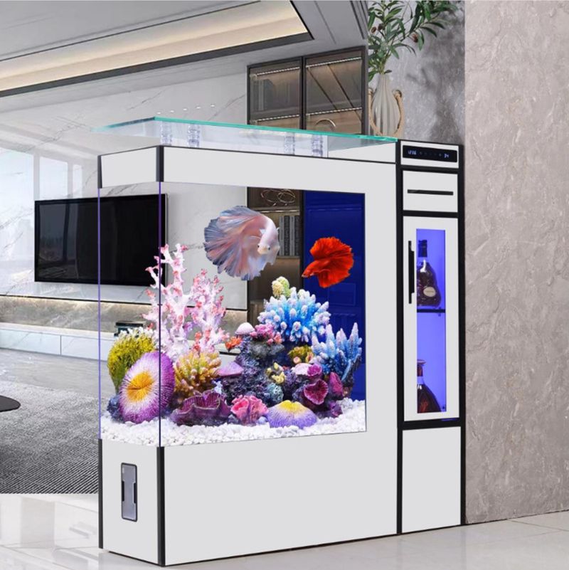 Bể cá kiêm tủ để rượu trong nhà BC048 chữ nhật màu trắng Bể cá kiêm tủ để rượu trong nhà BC048 chữ nhật màu trắng